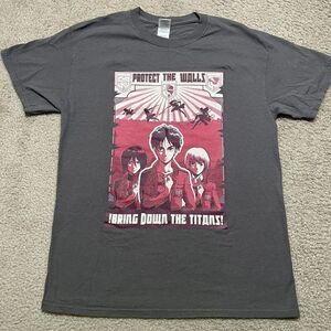 Attack on Titan Final Protect The Wall T-Shirt Mens Size Medium Gray Grey